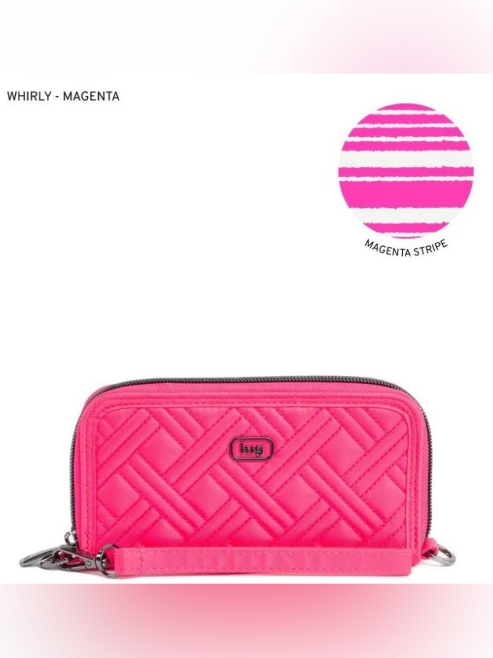 Lug Whirly RFID Wristlet Wallet Magenta - Neon Hot Pink/ Interior